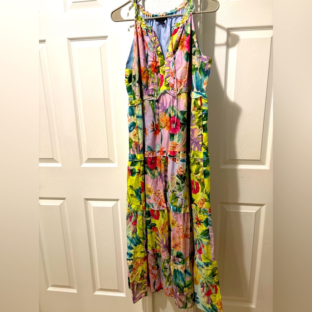 Tribal femme Tiered Floral Dress In Sea Salt. Brand new, women’s size P/S - Picture 4 of 11